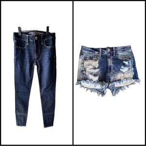 AE Dark Wash Jegging & High Rise Shortie Size 2 Bundle